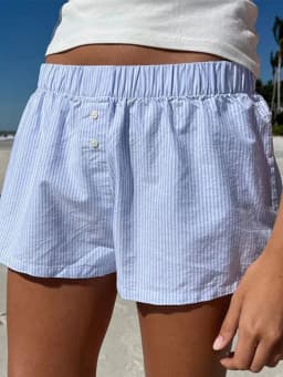 Women's Striped Print Casual Elastic Waist Shorts Fashion Button Detail Streetwear Chic Y2K Loose Fit Basic Summer Shorts