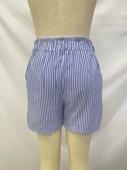 Women Striped Shorts Summer High Waist One Button Slim Pocket OL Half Pants MQQ-M23064