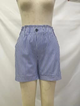 Women Striped Shorts Summer High Waist One Button Slim Pocket OL Half Pants MQQ-M23064