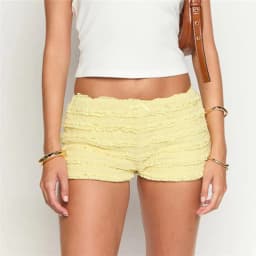Women Y2k Ruched Lace Micro Shorts Low Rise Frill Ruffle Mini Shorts Cute Lolita Bloomers Boyshorts Solid Casual Loungewear
