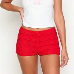 Women Y2k Ruched Lace Micro Shorts Low Rise Frill Ruffle Mini Shorts Cute Lolita Bloomers Boyshorts Solid Casual Loungewear