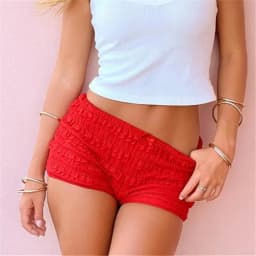 Women Y2k Ruched Lace Micro Shorts Low Rise Frill Ruffle Mini Shorts Cute Lolita Bloomers Boyshorts Solid Casual Loungewear