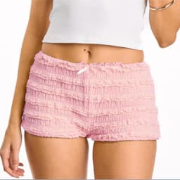 Women Y2k Ruched Lace Micro Shorts Low Rise Frill Ruffle Mini Shorts Cute Lolita Bloomers Boyshorts Solid Casual Loungewear