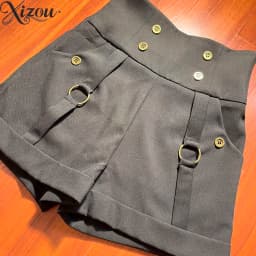 Lolita Prince Vintage Palace British High Waist Shorts Summer Button Metal Ring Pocket Short Solid Color Black White 2026