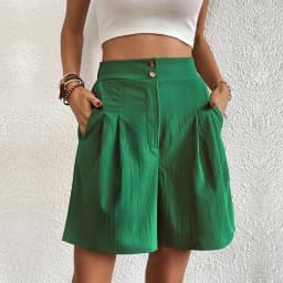 Pinkycolor Fashion Summer Women Solid Color Double Button High Waisted Comfortable Straight Cylinder Loose Multicolor Shorts