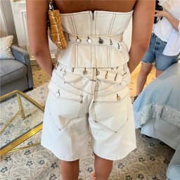 Y2K Trendy High Waist Denim Jorts Adjustable Waist Buckle Detail Loose Fit Wide Leg Baggy Jean Shorts Summer Streetwear Outfit