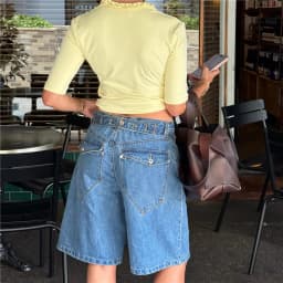 Y2K Trendy High Waist Denim Jorts Adjustable Waist Buckle Detail Loose Fit Wide Leg Baggy Jean Shorts Summer Streetwear Outfit