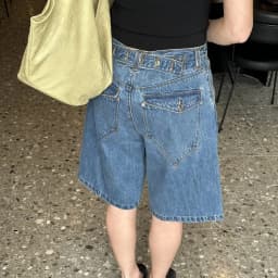 Y2K Trendy High Waist Denim Jorts Adjustable Waist Buckle Detail Loose Fit Wide Leg Baggy Jean Shorts Summer Streetwear Outfit