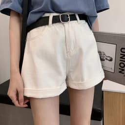 Women's Denim Shorts Wide With Belt High Waist Female Short Jeans Pants Trend 2025 New In Offer Aesthetic Hot Elasticty Outfits