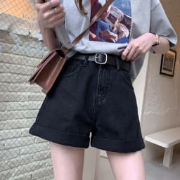 Women's Denim Shorts Wide With Belt High Waist Female Short Jeans Pants Trend 2025 New In Offer Aesthetic Hot Elasticty Outfits