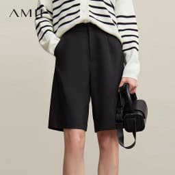 Amii Women's Shorts 2026 Autumn New Versatile Commuter Loose Five-point Pants Solid Color Casual Wide-leg Medium Pants 12621079