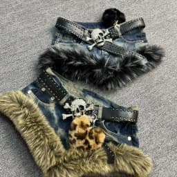 Japanese Gothic Style Denim Shorts Women Vintage Fashion Plush Patchwork Slim Short Pants Girls Casual Y2k Aesthetic Jean Shorts