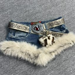 Japanese Gothic Style Denim Shorts Women Vintage Fashion Plush Patchwork Slim Short Pants Girls Casual Y2k Aesthetic Jean Shorts
