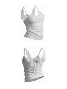 Angel Wings Embroidered Back Shorts Women White Black Acid Wash Side Studs Rivets Lettering Low Rise Distressed Y2K Streetwear