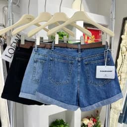 American Retro Denim Shorts Women Summer 2026 Street Loose High-waisted Rolled Edge Booty Shorts