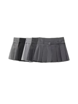 Pleated Shorts Skirts for Women, With Belt,Side Zipper, Mid Waist, Female Skort,Fashion
