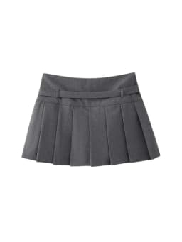 Pleated Shorts Skirts for Women, With Belt,Side Zipper, Mid Waist, Female Skort,Fashion