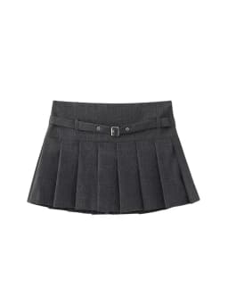 Pleated Shorts Skirts for Women, With Belt,Side Zipper, Mid Waist, Female Skort,Fashion