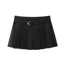 Pleated Shorts Skirts for Women, With Belt,Side Zipper, Mid Waist, Female Skort,Fashion