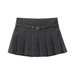 Pleated Shorts Skirts for Women, With Belt,Side Zipper, Mid Waist, Female Skort,Fashion