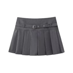 Pleated Shorts Skirts for Women, With Belt,Side Zipper, Mid Waist, Female Skort,Fashion