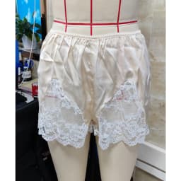 Women y2k Fairy Lace Trim Satin Sheer Shorts Elastic Waist Lace Patchwork Silk French Knickers Coquette Pj Shorts Slip Bottoms