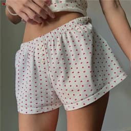 Women y2k Fairycore Grunge Pajamas Shorts Solid/Floral/Striped Print Elastic Waist Straight Short Pant Kawaii Sweet Shorts