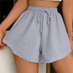 Women New Summer Fitness Running Loose Casual Sports Short PantsPit Stripe Lace-up Drawstring Solid Hight Waist Wide Leg Shorts