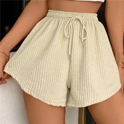 Women New Summer Fitness Running Loose Casual Sports Short PantsPit Stripe Lace-up Drawstring Solid Hight Waist Wide Leg Shorts