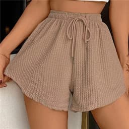 Women New Summer Fitness Running Loose Casual Sports Short PantsPit Stripe Lace-up Drawstring Solid Hight Waist Wide Leg Shorts