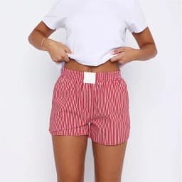 Women Y2K Striped Pajamas Shorts Elastic Waist Wide Leg Gingham Boxer Lounge Shorts Checked Pj Bottom Going Out Shorts