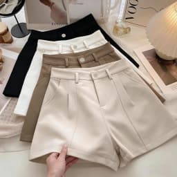 Women‘s Casual Shorts Fashion Elegant Office Lady Commute Vintage Solid High Waist Short Pants Casual Streetwear Summer Trousers