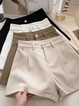 Women‘s Casual Shorts Fashion Elegant Office Lady Commute Vintage Solid High Waist Short Pants Casual Streetwear Summer Trousers