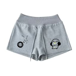 music cat print drawstring women's shorts elastic waist sports solid color shorts summer Kawaii fashion wide-leg women's clothes