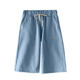 Women Summer Bermuda Shorts Cotton Wide-legged Leisure Trousers Large Size Loose Elastic Waist With Belt shorts 6XL 7XL 8XL