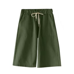 Women Summer Bermuda Shorts Cotton Wide-legged Leisure Trousers Large Size Loose Elastic Waist With Belt shorts 6XL 7XL 8XL