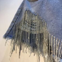 Denim Shorts Women Hole Ripped Jeans Tassels Diamonds Sexy Washed Distressed High Waist Streetwear 2025 Straight Short Pants