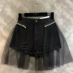 Streetwear Ripped Denim Shorts Women Y2K Mesh Patchwork Wide Leg Shorts Jeans Korean High Waist Design Casual Short Hot Pants