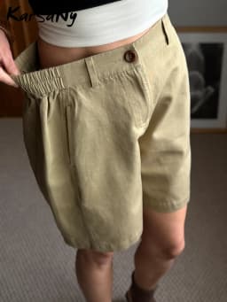 KarSaNy Beige Summer Shorts For Women Casual Loose A Linen Wide Leg Short Pants Elegant Women's Lyocell Shorts Bermuda Navy Blue
