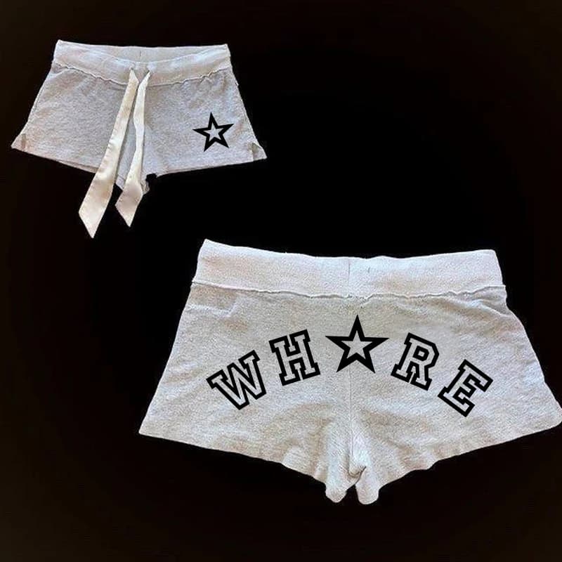 Y2K Shorts Harajuku Letter Print Star Print Women Rock Gothic Retro Pants Hip Hop Streetwear Spice Girls Hot Pants Punk Sexy Emo