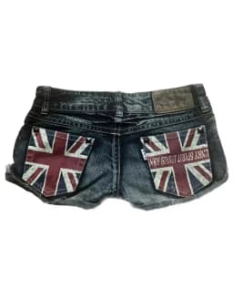 Y2k Flag Embroidery Vintage Denim Women Shorts Harajuku Slim Light Blue Jean Low Waist Short Street Mini Short Women Clothing