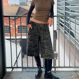 Y2K Cargo Jean Shorts Women Summer Camouflage Print Drawstring Low Rise Baggy Denim Shorts Casual Jorts Streetwear
