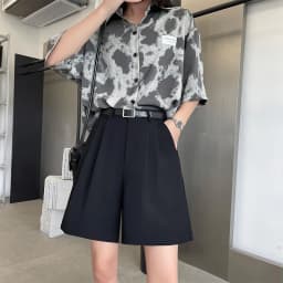Fashion Wide Leg Suit Shorts Woman Summer Thin Breathable Knee Length Shorts Women Loose Solid Color Elastic Waist Short Pants