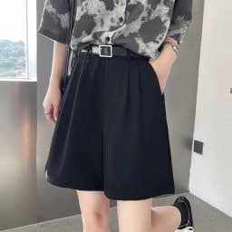Fashion Wide Leg Suit Shorts Woman Summer Thin Breathable Knee Length Shorts Women Loose Solid Color Elastic Waist Short Pants