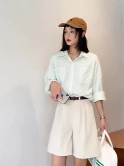 Fashion Wide Leg Suit Shorts Woman Summer Thin Breathable Knee Length Shorts Women Loose Solid Color Elastic Waist Short Pants