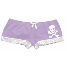 Y2K Gothic Skull Crossbones Print Boyshort Panties Women Black Lace Trim Bow Accent Underwear Gothic Sexy Sweet Cool Short Pant