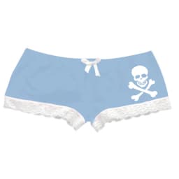 Y2K Gothic Skull Crossbones Print Boyshort Panties Women Black Lace Trim Bow Accent Underwear Gothic Sexy Sweet Cool Short Pant