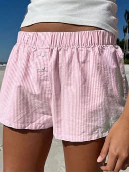 Striped Print Casual Shorts for Women Elastic Waist Fashion Button Bottoms Streetwear Chic Basic Y2K Loose Shorts
