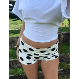 Women Summer y2k Vintage Fold Over Skinny Micro Shorts Polka Dot Print Low Waist Casual Going Out Shorts Streetwear