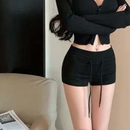 Breathable Drawstring Women Sports Shorts Low-rise Slim Fitting Casual Pants Black/Grey Straight Shorts Pants Women